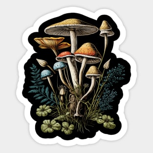 Cottagecore Aesthetic Mushrooms And Plants Women Sticker